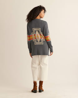 ALTERNATE VIEW OF WOMEN'S SIERRA SPRINGS COTTON CARDIGAN IN BLUE MULTI HARDING image number 3