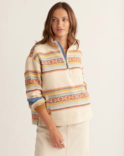 ALTERNATE VIEW OF WOMEN'S DOUBLESOFT HALF-ZIP PULLOVER IN IVORY MULTI image number 4