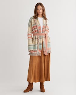 WOMEN'S COLUMBIA SHAWL-COLLAR CARDIGAN IN SANDSHELL MULTI STRIPE image number 1