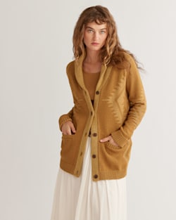 ALTERNATE VIEW OF WOMEN'S HERITAGE COTTON CARDIGAN IN BRONZE/CURRY image number 5