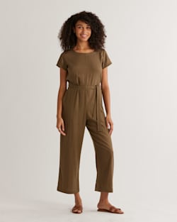 WOMEN'S LILA LINEN-BLEND JUMPSUIT IN DRIED BASIL image number 1