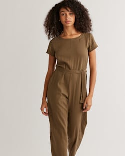ALTERNATE VIEW OF WOMEN'S LILA LINEN-BLEND JUMPSUIT IN DRIED BASIL image number 4