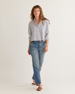 WOMEN'S BRENTWOOD OVERSIZED SHIRT IN BLUE/IVORY STRIPE image number 1
