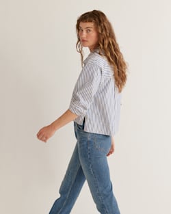 ALTERNATE VIEW OF WOMEN'S BRENTWOOD OVERSIZED SHIRT IN BLUE/IVORY STRIPE image number 2