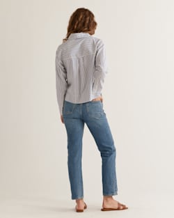 ALTERNATE VIEW OF WOMEN'S BRENTWOOD OVERSIZED SHIRT IN BLUE/IVORY STRIPE image number 3