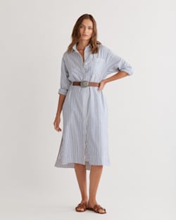 WOMEN'S BRENTWOOD OVERSIZED SHIRTDRESS IN BLUE/IVORY STRIPE image number 1