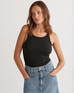 WOMEN'S PIMA COTTON BABY TANK IN BLACK image number 1