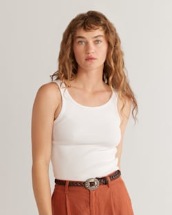 WOMEN'S PIMA COTTON BABY TANK IN WHITE image number 1