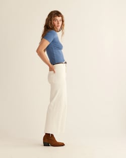 ALTERNATE VIEW OF WOMEN'S PIMA COTTON BABY TEE IN DUSTY BLUE image number 2