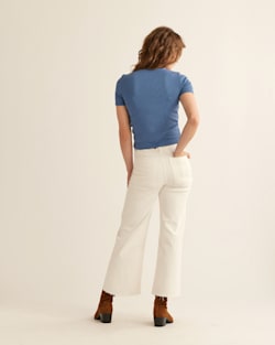 ALTERNATE VIEW OF WOMEN'S PIMA COTTON BABY TEE IN DUSTY BLUE image number 3