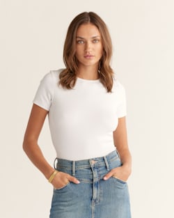 ALTERNATE VIEW OF WOMEN'S PIMA COTTON BABY TEE IN WHITE image number 4