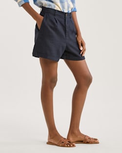 ALTERNATE VIEW OF WOMEN'S BIRCH BAY LINEN SHORTS IN NAVY image number 2