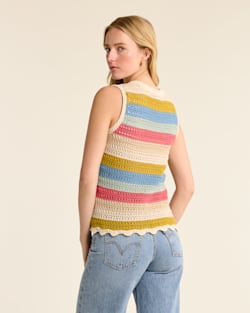 ALTERNATE VIEW OF WOMEN'S SLEEVELESS CROCHET SWEATER IN SANDSHELL MULTI image number 3