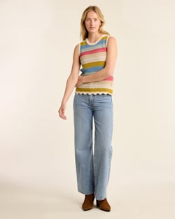 ALTERNATE VIEW OF WOMEN'S SLEEVELESS CROCHET SWEATER IN SANDSHELL MULTI image number 4