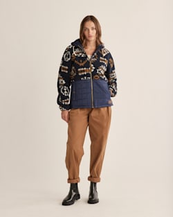 ALTERNATE VIEW OF WOMEN'S TANSY FLEECE HOODED JACKET IN MIDNIGHT HIGHLAND RIDGE image number 4