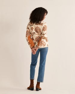 ALTERNATE VIEW OF WOMEN'S HEATHER SNAP-FRONT FLEECE JACKET IN TOMATO HIGHLAND RIDGE image number 3