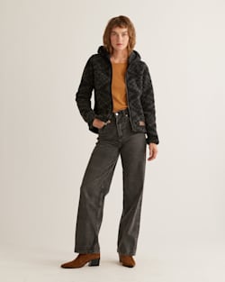 WOMEN'S FLEECE HOODED JACKET IN BLACK SACRED STAR image number 1