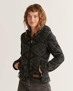 ALTERNATE VIEW OF WOMEN'S FLEECE HOODED JACKET IN BLACK SACRED STAR image number 4