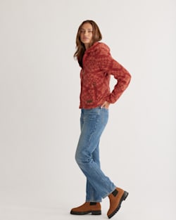 ALTERNATE VIEW OF WOMEN'S FLEECE HOODED JACKET IN BURNT RED SACRED STAR image number 2