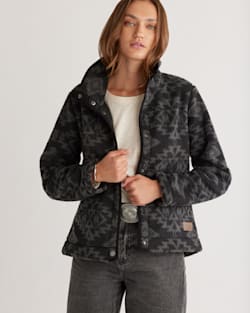 ALTERNATE VIEW OF WOMEN'S SNAP-FRONT FLEECE JACKET IN BLACK SACRED STAR image number 4