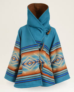 LINDSEY THORNBURG X PENDLETON BLANKET CLOAK IN TURQUOISE PAGOSA SPRINGS image number 1