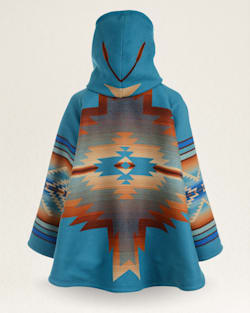 ALTERNATE VIEW OF LINDSEY THORNBURG X PENDLETON BLANKET CLOAK IN TURQUOISE PAGOSA SPRINGS image number 2