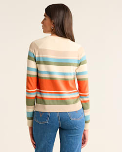 ALTERNATE VIEW OF WOMEN'S COTTON/CASHMERE STRIPED SWEATER IN IVORY MULTI image number 3