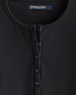 ALTERNATE VIEW OF WOMEN'S LONG-SLEEVE PIMA COTTON HENLEY IN BLACK image number 2