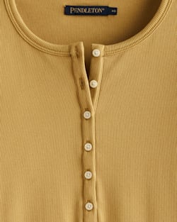 ALTERNATE VIEW OF WOMEN'S LONG-SLEEVE PIMA COTTON HENLEY IN ANTIQUE GOLD image number 2
