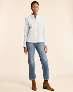 ALTERNATE VIEW OF WOMEN'S LONG-SLEEVE ELOISE SHIRT IN VINTAGE INDIGO/WHITE image number 6