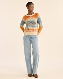 WOMEN'S SUNSET RAGLAN COTTON SWEATER IN RUST/BLUE MULTI image number 1