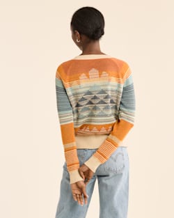 ALTERNATE VIEW OF WOMEN'S SUNSET RAGLAN COTTON SWEATER IN RUST/BLUE MULTI image number 3