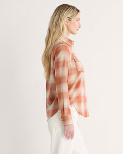 ALTERNATE VIEW OF WOMEN'S PLAID GAMBLER SHIRT IN ORANGE MULTI OMBRE image number 3