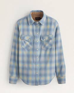 WOMEN'S PLAID GAMBLER SHIRT IN LIGHT BLUE OMBRE image number 1