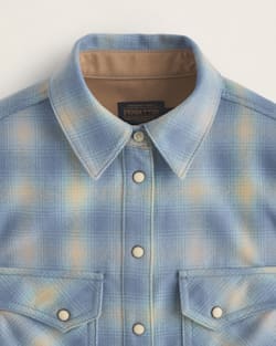 ALTERNATE VIEW OF WOMEN'S PLAID GAMBLER SHIRT IN LIGHT BLUE OMBRE image number 2