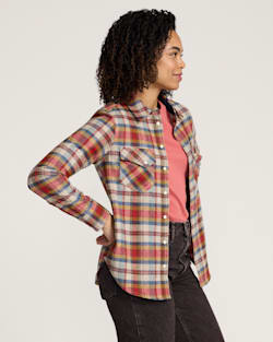 ALTERNATE VIEW OF WOMEN'S PLAID WOOL GAMBLER SHIRT IN RED MULTI PLAID image number 3