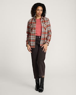 ALTERNATE VIEW OF WOMEN'S PLAID WOOL GAMBLER SHIRT IN RED MULTI PLAID image number 4