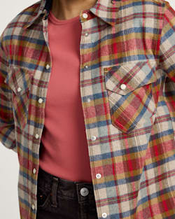 ALTERNATE VIEW OF WOMEN'S PLAID WOOL GAMBLER SHIRT IN RED MULTI PLAID image number 5