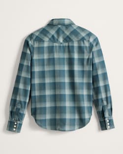 ALTERNATE VIEW OF WOMEN'S PLAID WOOL GAMBLER SHIRT IN BLUE CHECK OMBRE image number 2