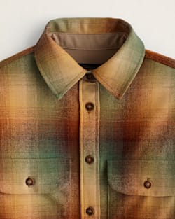 ALTERNATE VIEW OF WOMEN'S PLAID CROPPED SHIRT IN GOLD/GREEN OMBRE image number 2