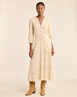 WOMEN'S FLORAL BUTTON-FRONT LANA DRESS IN IVORY MIX image number 1