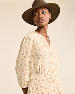 ALTERNATE VIEW OF WOMEN'S FLORAL BUTTON-FRONT LANA DRESS IN IVORY MIX image number 4