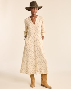 ALTERNATE VIEW OF WOMEN'S FLORAL BUTTON-FRONT LANA DRESS IN IVORY MIX image number 5