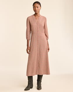 WOMEN'S CHECKED BUTTON-FRONT LANA DRESS IN PINK FARMHOUSE image number 1