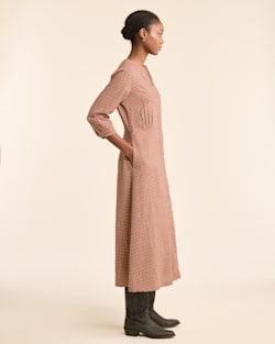 ALTERNATE VIEW OF WOMEN'S CHECKED BUTTON-FRONT LANA DRESS IN PINK FARMHOUSE image number 2