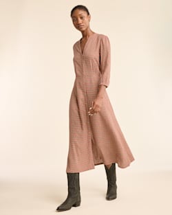 ALTERNATE VIEW OF WOMEN'S CHECKED BUTTON-FRONT LANA DRESS IN PINK FARMHOUSE image number 5