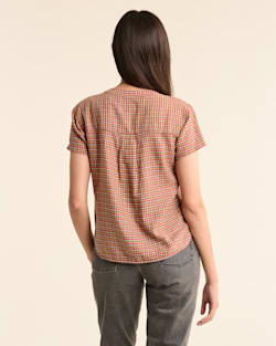 ALTERNATE VIEW OF WOMEN'S SHORT-SLEEVE ADLEY SHIRT IN PINK FARMHOUSE CHECK image number 3