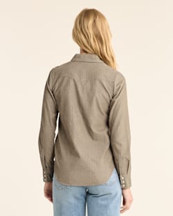 ALTERNATE VIEW OF WOMEN'S PRINTED CORDUROY GAMBLER SHIRT IN SAGE GREEN image number 3