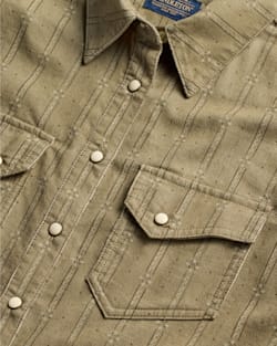 ALTERNATE VIEW OF WOMEN'S PRINTED CORDUROY GAMBLER SHIRT IN SAGE GREEN image number 6
