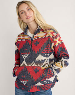 WOMEN'S NEHALEM DOUBLESOFT HALF-ZIP PULLOVER IN NAVY/RED image number 1